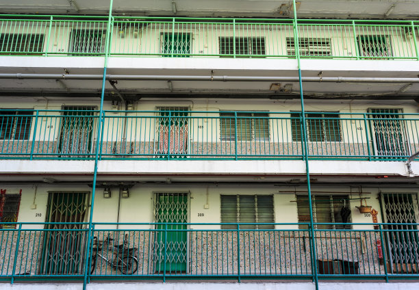 香港旧地产的正面视图图片下载