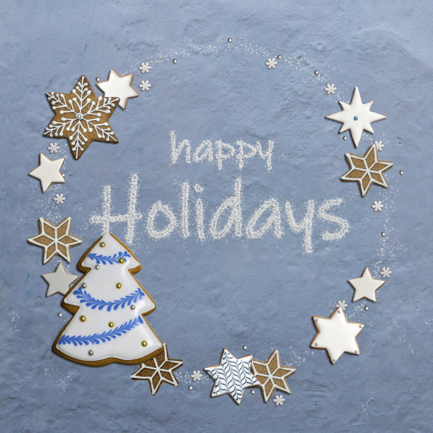 圣诞树内圆框姜饼饼干图片下载