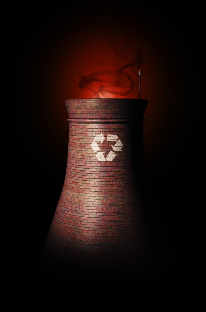 加工工厂烟囱的三维渲染，包括剪切路径图片下载