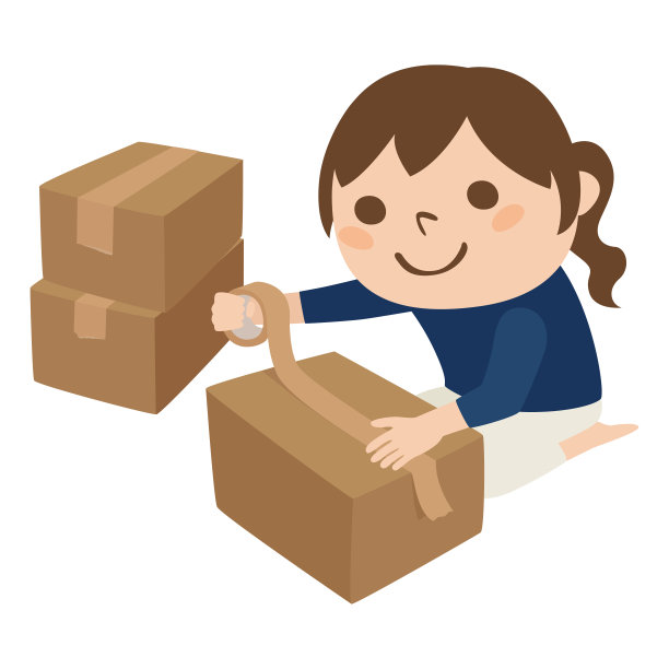 一个女孩的插图。一个女孩准备搬家。图片下载