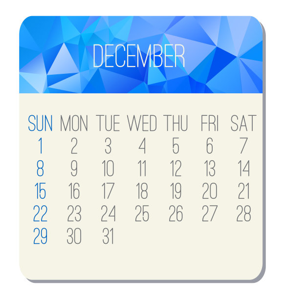 2019年12月月历图片下载