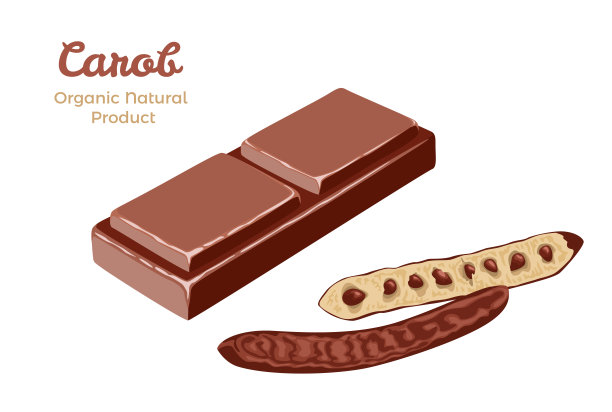 角豆条切片孤立在白色背景上。天然有机糖果、甜点。素食点心。矢量插画的饮食健康食品在卡通简单的平面风格。图片下载