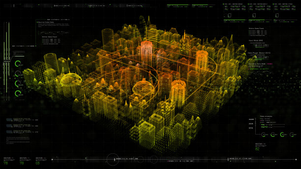 未来全息数字矩阵网络城市图片下载