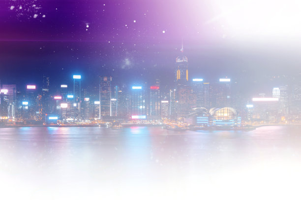 抽象的以城市为背景的彩色圆形散景。双重曝光图片下载