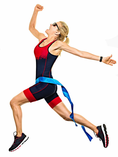 女子铁人三项运动员铁人三项赛跑运动员孤立的白色背景图片下载