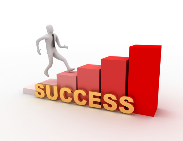 奔向成功。白色背景上的3d插图图片下载
