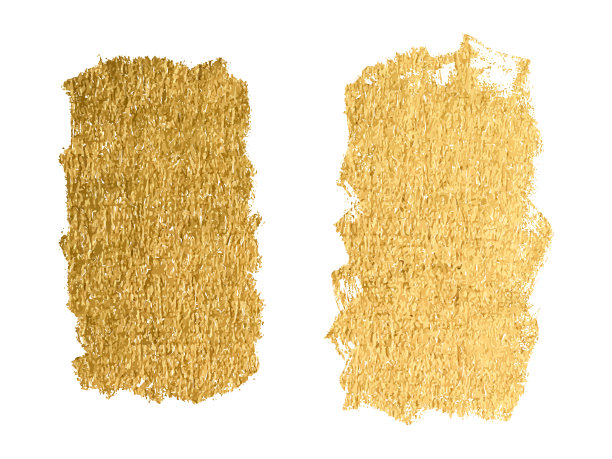 金色油漆涂抹笔触染色定型。抽象金色闪光纹理艺术插图。向量图片下载