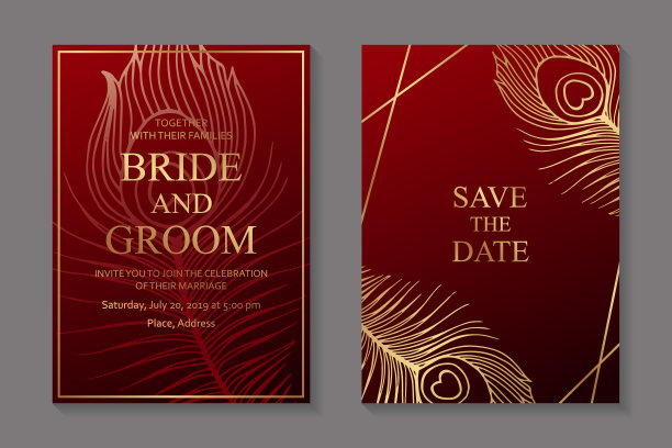 婚礼邀请设计或贺卡模板。图片下载