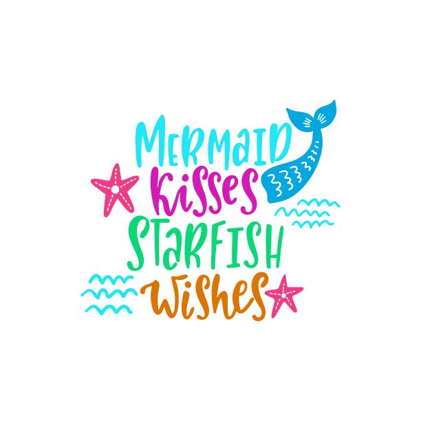 美人鱼矢量插图。夏日励志字短语。手绘贺卡与尾巴，海星和波浪。图片下载