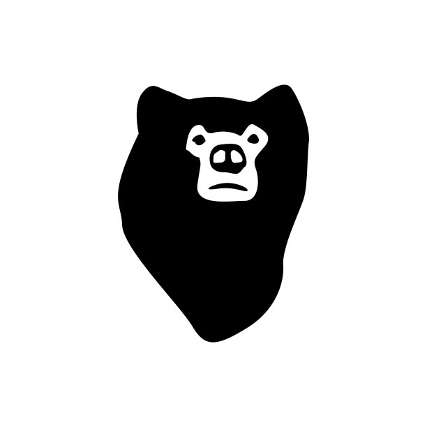 简单的黑色品牌熊头标识设计矢量插图图片下载