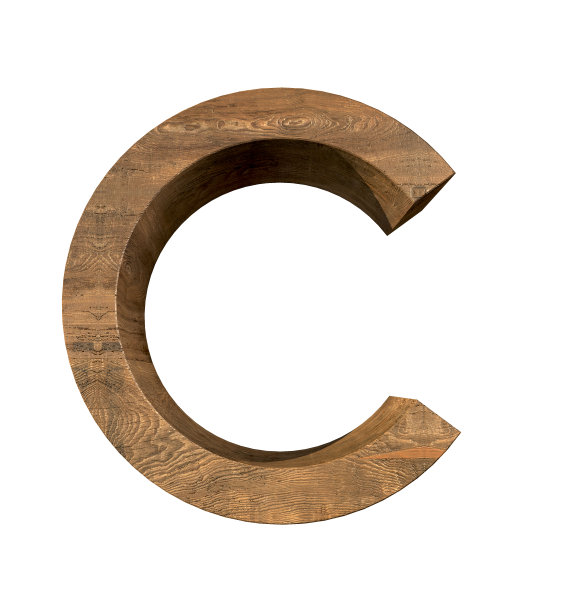 现实的木质字母C图片下载