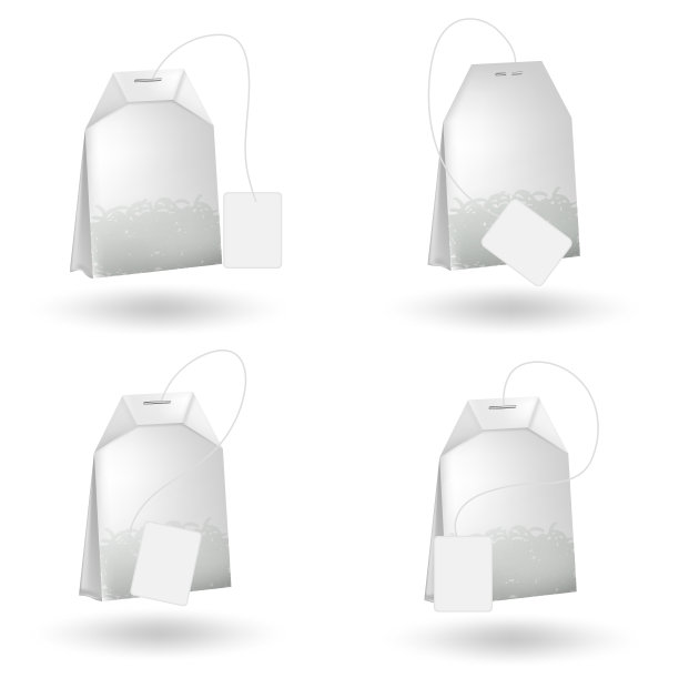 现实的茶包孤立在白色的背景。图片下载