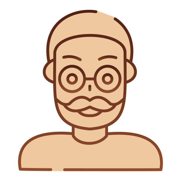 老人平图标。成人棕色图标在时尚的平底风格。祖父梯度风格设计，为网页和应用程序设计。Eps 10。图片下载