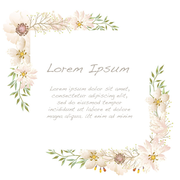 矢量水彩花卉框架孤立在白色的背景。图片下载