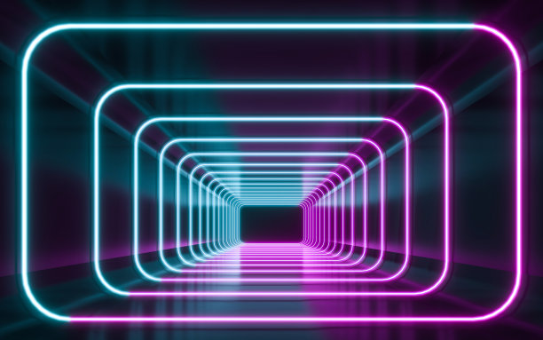 蓝色和紫色的霓虹灯图片下载