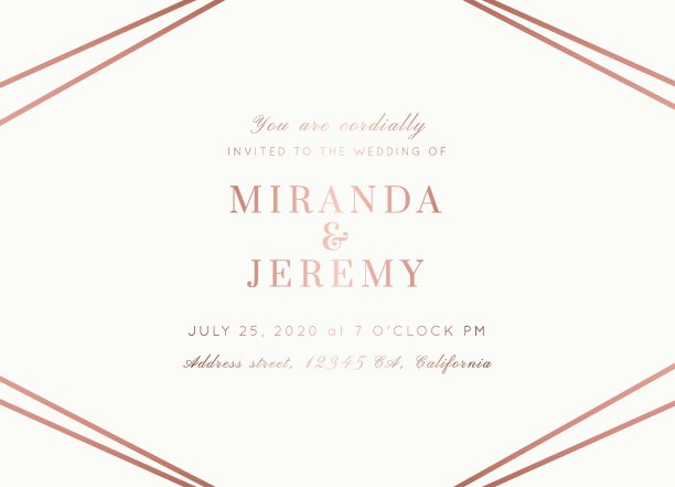 婚礼邀请玫瑰金矢量图片下载