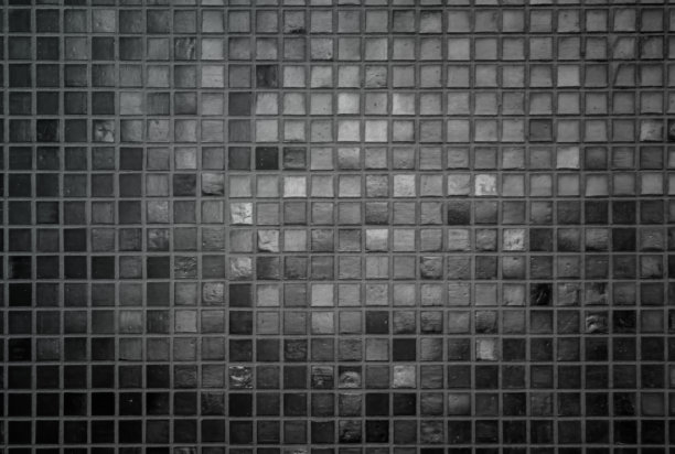 黑色的瓷砖墙高分辨率真实照片或砖无缝和纹理的内部背景。深色瓷砖墙面纹理用于卧室的装饰。图片下载