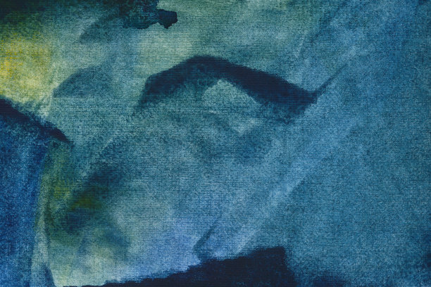 深色彩色水彩背景。手绘靛蓝绿画。水彩画笔法。图片下载