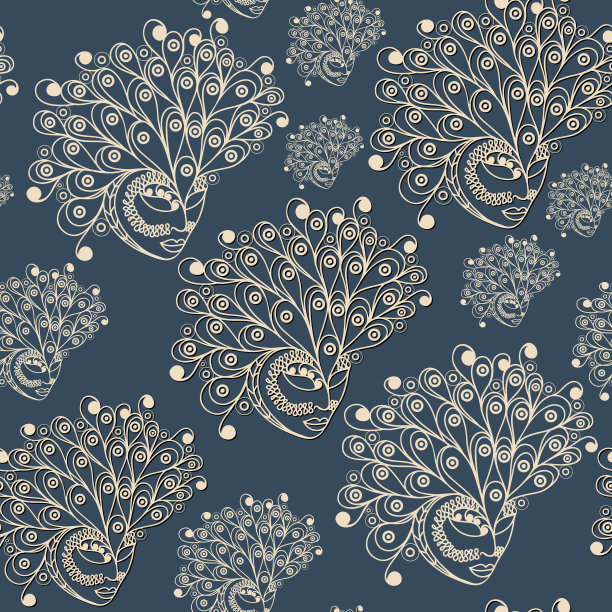 无缝图案与装饰面膜9图片下载