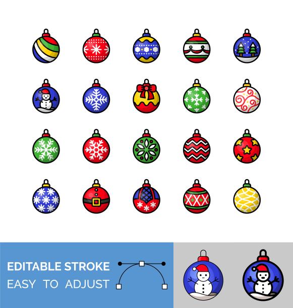 圣诞装饰品，装饰物向量图标集图片下载