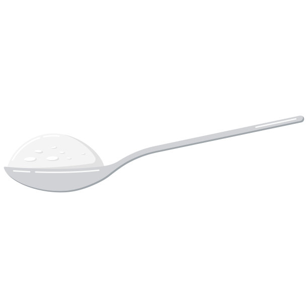 盐在勺子矢量插图孤立在白色背景。图片下载