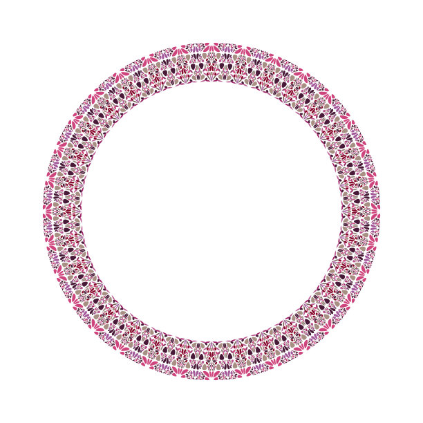 几何抽象彩色花卉圆形框架图片下载