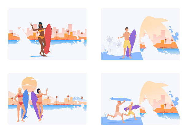 冲浪和海滩组合图片下载