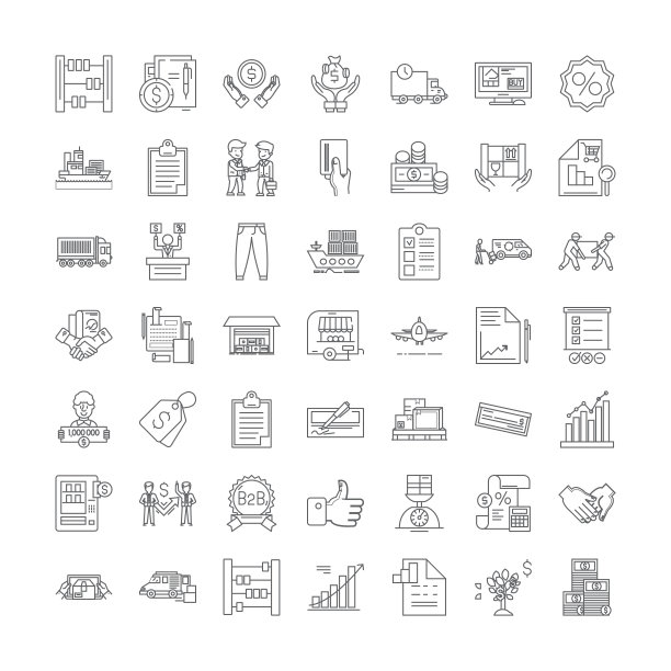 批发线性图标，标志，符号向量线插图集图片下载