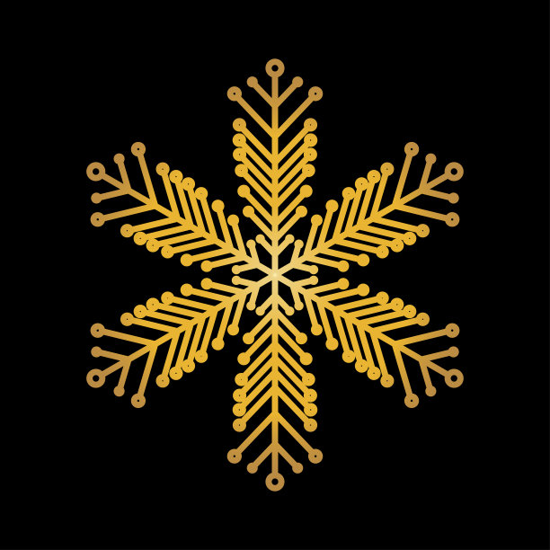 金色雪花孤立在黑色背景上。平雪图标剪影。新年的主题。矢量图图片下载