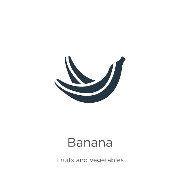 香蕉图标矢量。时尚扁平香蕉图标从水果收集孤立的白色背景。矢量插图可以用于网页和移动平面设计，标志，eps10图片下载