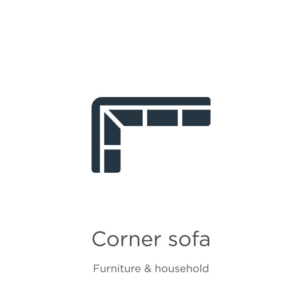 角落沙发图标向量。时尚的平面角落沙发图标从家具和家庭收集孤立的白色背景。矢量插图可以用于网页和移动平面设计，标志，图片下载