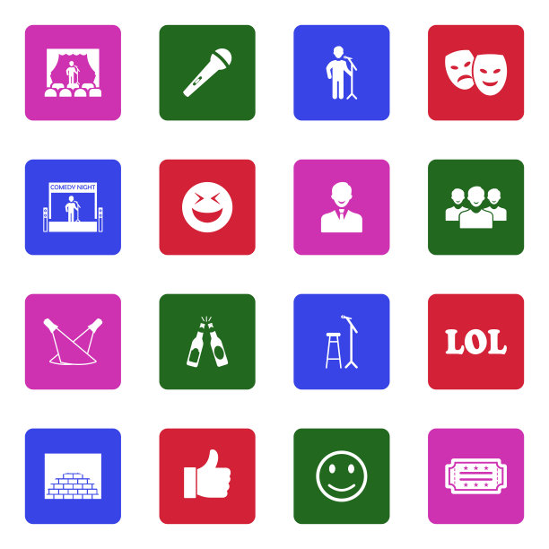 喜剧表演的偶像。广场上的白色平面设计。矢量插图。图片下载