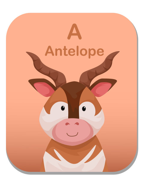 字母A与动物角色矢量插图图片下载