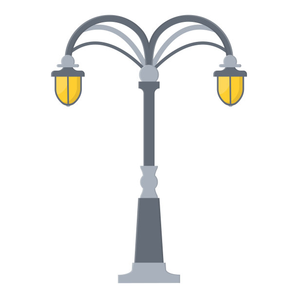 街灯卡通孤立的白色背景。现代和复古街灯。景观营造要素。矢量插图为任何设计。图片下载
