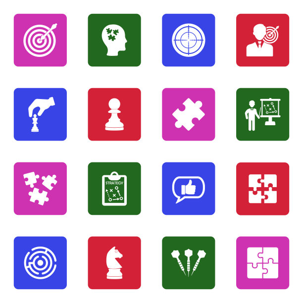 战略图标。广场上的白色平面设计。矢量插图。图片下载