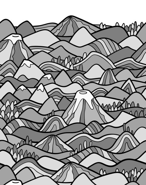 景观格局。矢量无缝模式与山，树木，田野和山峰。背景插图与明亮的冬季景观。图片下载