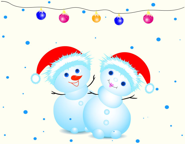 戴着圣诞帽的快乐雪人，带着玩具的花环。向量图片下载