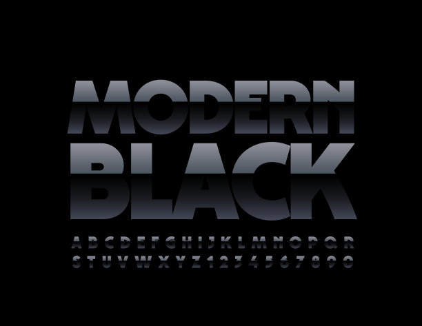向量现代黑色字体。时尚的大写字母图片下载