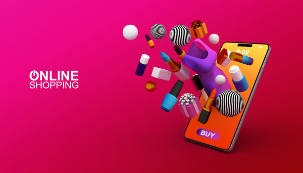 网上购物，手机应用，3d渲染插图图片下载