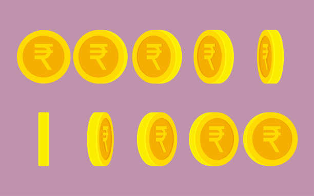 印度卢比硬币旋转动画精灵表在普通的背景图片下载