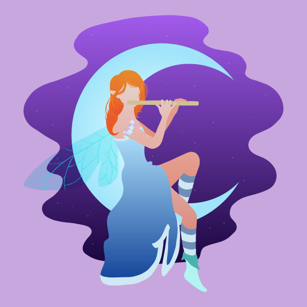 月亮上的仙女吹笛子图片下载