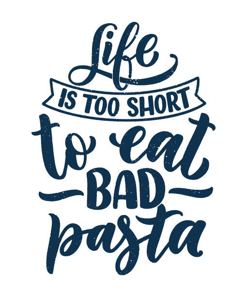 关于意大利面手绘版画的引用。菜单设计排版。餐厅海报或打印模板。有趣的概念。向量图片下载