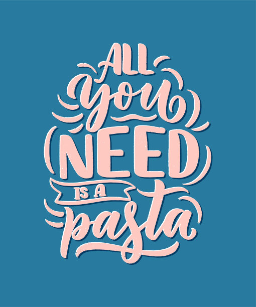 关于意大利面手绘版画的引用。菜单设计排版。餐厅海报或打印模板。有趣的概念。向量图片下载