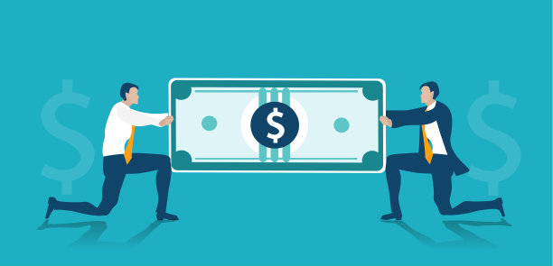 两个商人手里拿着美元。一起做生意，提供财务建议，控制市场。图片下载