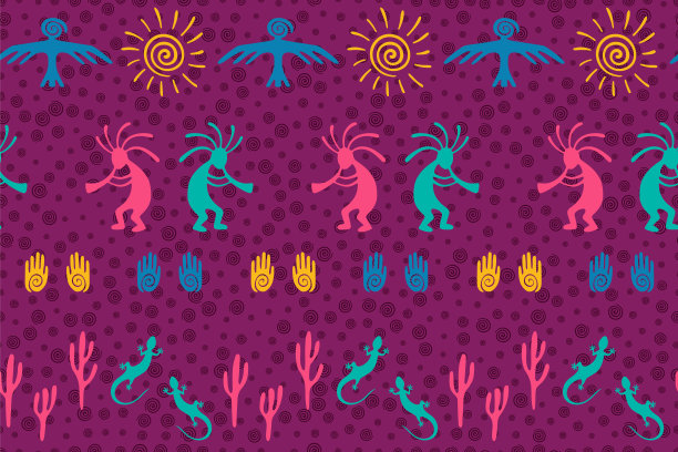 南美秘鲁长笛演奏者向量民族部落图案无缝模式。图片下载