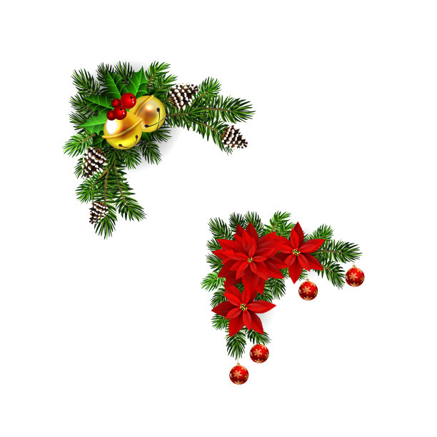 圣诞装饰用冷杉树金色的铃铛图片下载