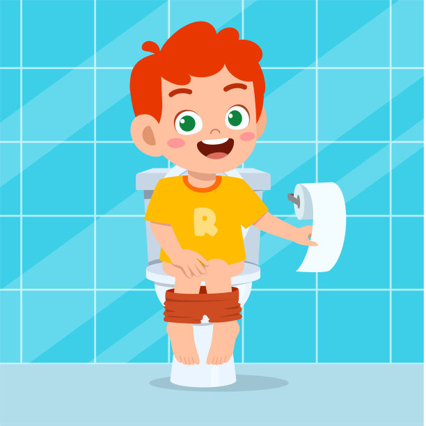 快乐可爱的小男孩坐在马桶上图片下载