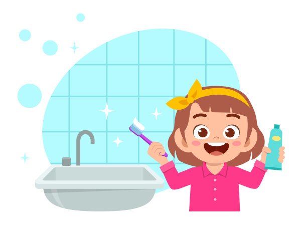 快乐可爱的小女孩刷牙干净图片下载