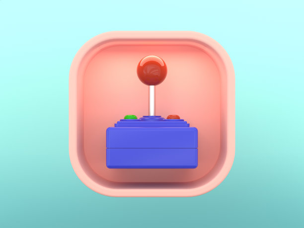 3d渲染方形图标粉绿色背景视频游戏操纵杆图片下载