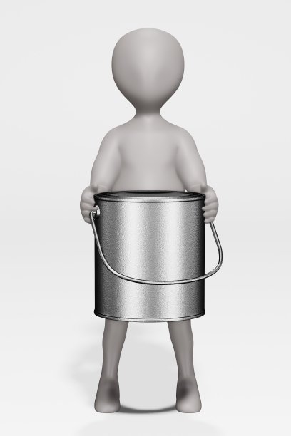 3D渲染的卡通人物与可以与油漆图片下载